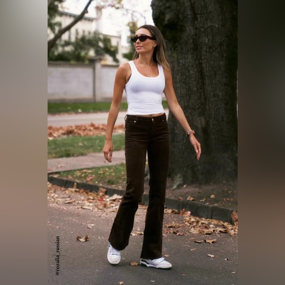 Rolla’s Brown Dallas Low Slim Fit Boot Cut Bootcut Cord Corduroy Pants Trousers - Picture 5 of 9